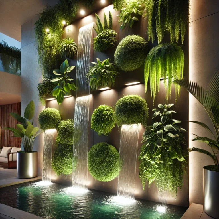 Ecos da Natureza: Harmonizando Água e Luz em Jardins Verticais Decorativos