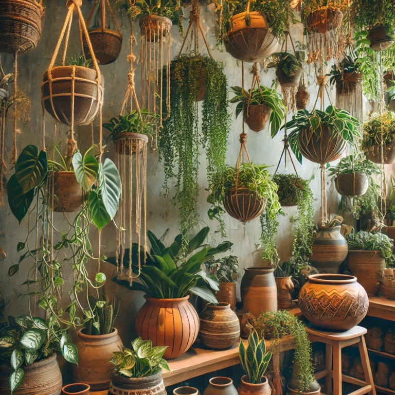 Jardins Verticais: A Arte de Elevar a Natureza com Plantas Pendentes e Vasos Artesanais