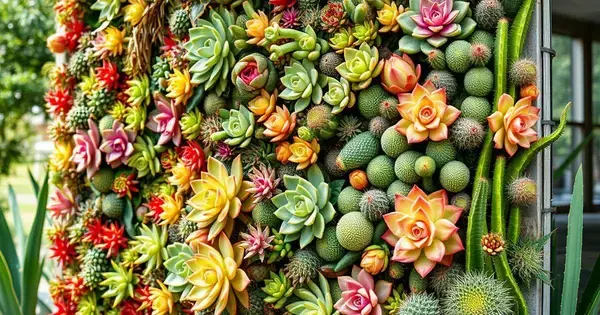 Como Misturar Plantas Suculentas e Cactos em Jardins Verticais