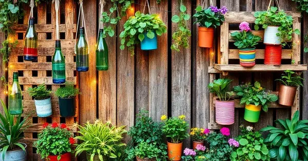 Ideias Criativas para Decorar Jardins Verticais com Materiais Reciclados