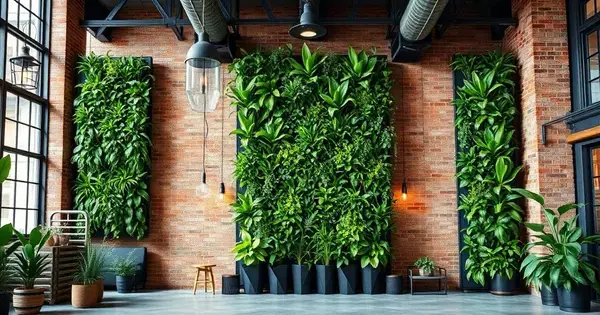 Como Decorar Paredes com Plantas Verticais em Estilo Industrial